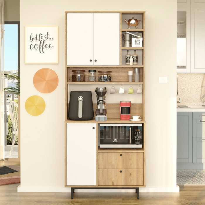 Hanah Home RE6-SW Armario Multiusos Roble y Blanco 88x205x35.5 cm