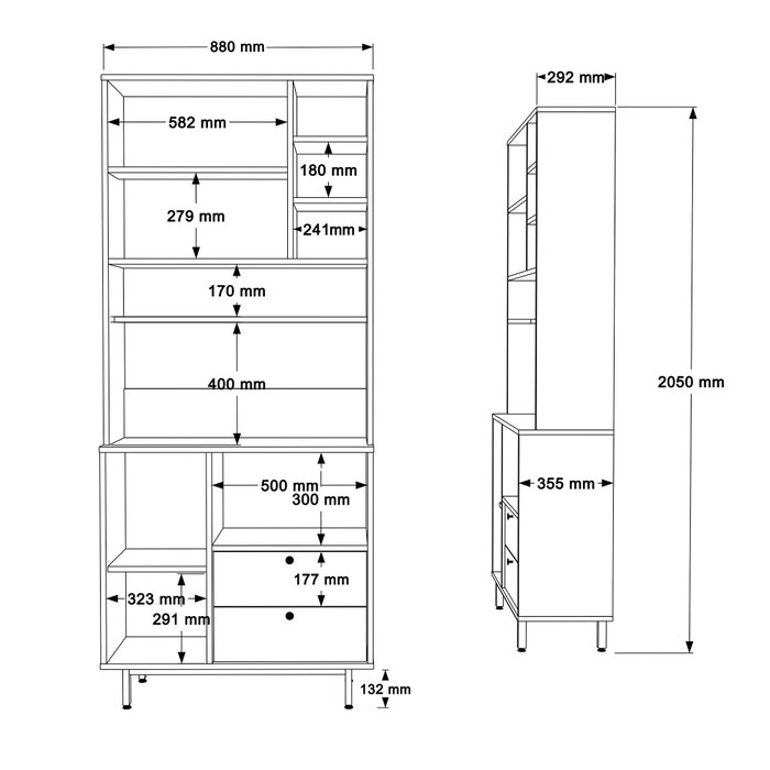 Hanah Home RE6-SW Armario Multiusos Roble y Blanco 88x205x35.5 cm