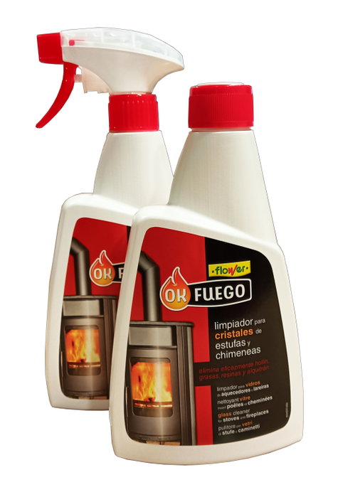 Flower Okfuego Limpiador de Cristales para Estufas y Chimeneas, Pack de 2 x 500 ml Flower Okfuego Limpiador de Cristales para Estufas y Chimeneas, Pack de 2 x 500 ml