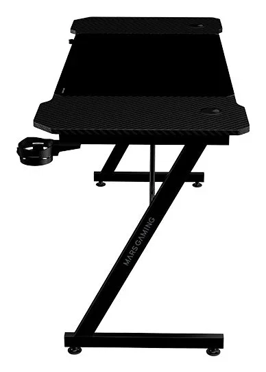 Mars Gaming MGD-X140 - Mesa Gaming 140x60 cm Negro con Alfombrilla XXL, Soporte para Auriculares y Bebidas, Gestión de Cables