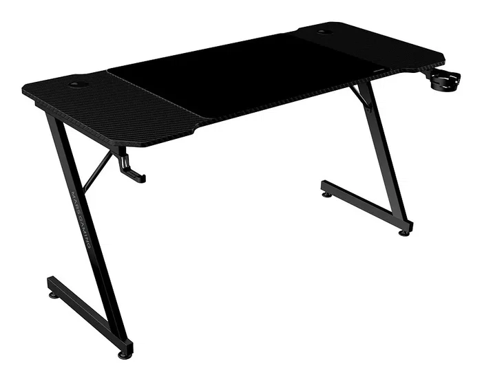 Mars Gaming MGD-X140 - Mesa Gaming 140x60 cm Negro con Alfombrilla XXL, Soporte para Auriculares y Bebidas, Gestión de Cables
