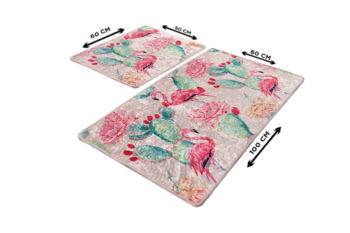 Mijölnir Juego de Alfombras de Baño de Poliéster Antibacteriano con Base Antideslizante 50x60cm y 60x100cm