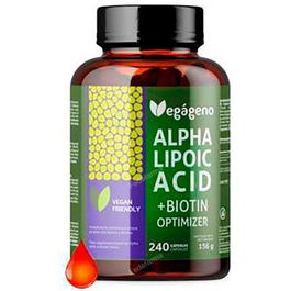 VEGAGENO Ácido Alfa Lipoico 600 Mg 240 Cápsulas con Ácido Fólico - Potente Antioxidante
