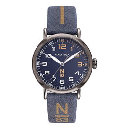 Nautica NAPWLF919 con esfera azul y correa de cuero azul