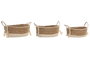 DKD Home Decor Set de 3 Cestas de Fibra y Algodón Crema