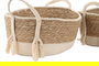 DKD Home Decor Cesta Crema Natural Fibra Algodón Set 3 Unidades 22 x 18 x 28 cm