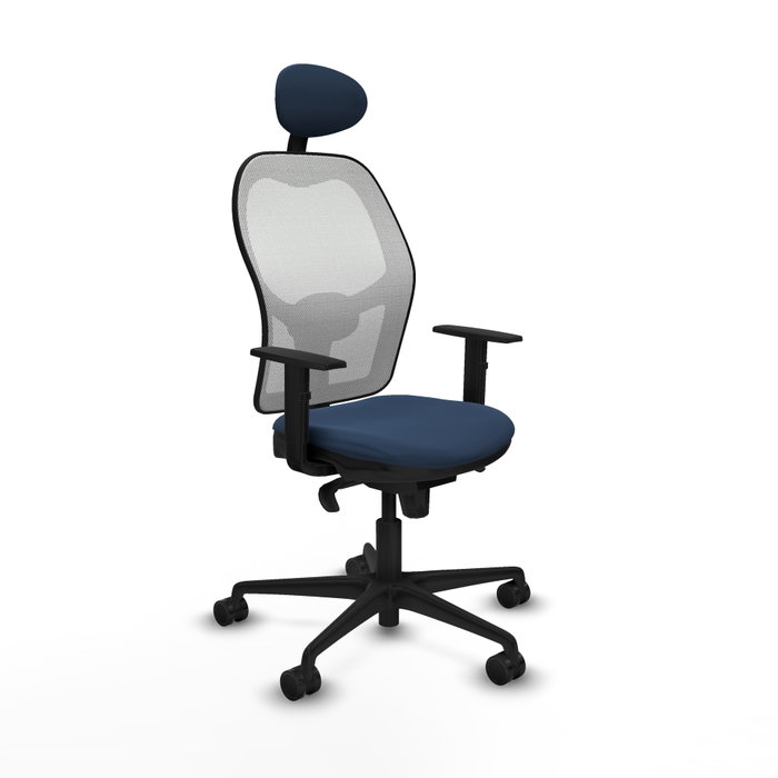 PIQUERAS Y CRESPO Silla de oficina Jorquera con mecanismo Sincro, azul marino y blanco PIQUERAS Y CRESPO Silla de oficina Jorquera con mecanismo Sincro, azul marino y blanco