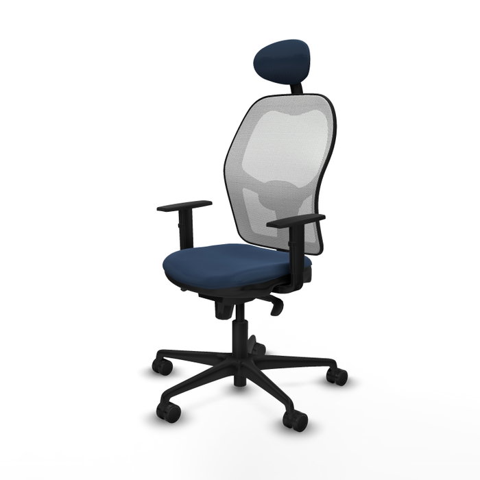 PIQUERAS Y CRESPO Silla de oficina Jorquera con mecanismo Sincro, azul marino y blanco PIQUERAS Y CRESPO Silla de oficina Jorquera con mecanismo Sincro, azul marino y blanco