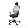 PIQUERAS Y CRESPO Silla de oficina Jorquera con mecanismo Sincro, azul marino y blanco