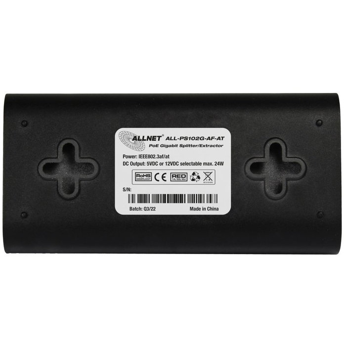 ALLNET PoE Splitter Mini Extractor Gigabit 24W 5V/12V Schaltbar ALL-PS102G-AF-AT