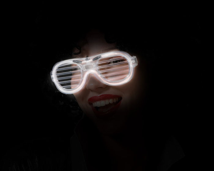 Gafas Rejilla Carnaval Luz Blanco Adulto