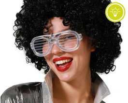 Carnaval Gafas Rejilla con Luz Blanco Adulto