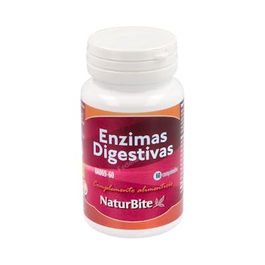 NATURBITE Enzimas Digestivas 60 Comprimidos con Proteasa, Amilasa y Lipasa para una Digestión Óptima