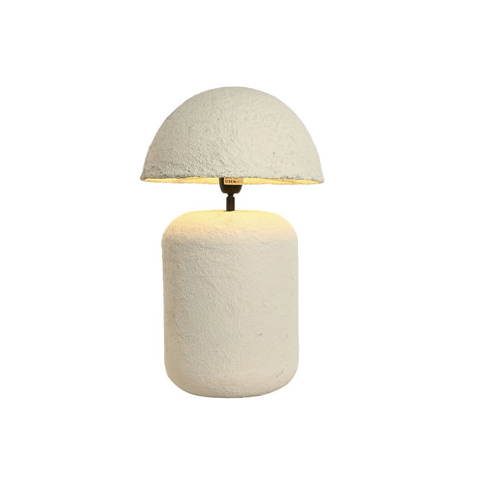 DKD Home Decor Lámpara de Sobremesa Seta Artesanal Blanca en Hierro y Papel Maché