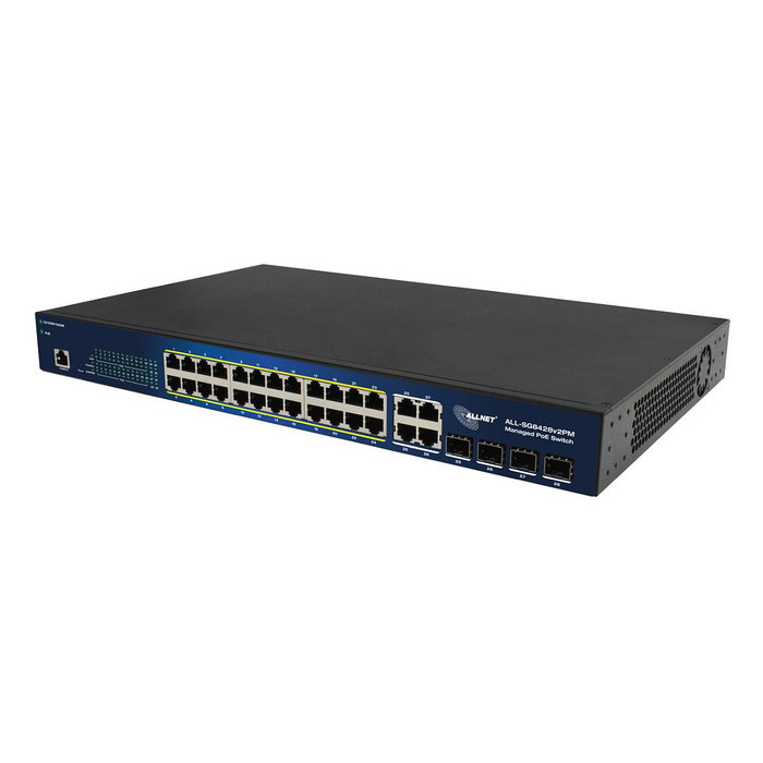 ALLNET ALL-SG8428v2PM Switch Gestionado Gigabit Ethernet 24 Puertos PoE+4 Puertos SFP 370W PoE Budget Montaje en Rack