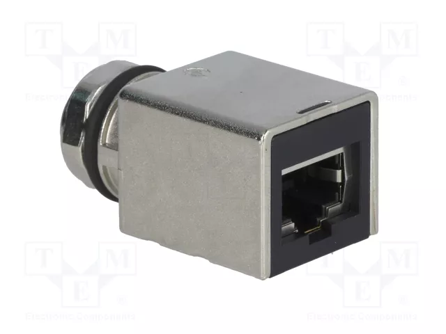 HARTING Adaptador M12 hembra código X a RJ45 Cat 6a recto para panel de 8 pines HARTING Adaptador M12 hembra código X a RJ45 Cat 6a recto para panel de 8 pines