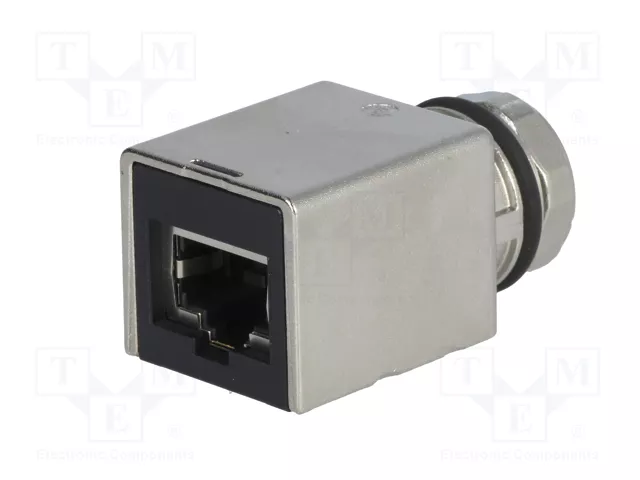 HARTING Adaptador M12 hembra código X a RJ45 Cat 6a recto para panel de 8 pines HARTING Adaptador M12 hembra código X a RJ45 Cat 6a recto para panel de 8 pines