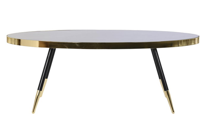 DKD Home Decor Mesa de Centro de Acero y Cristal Símil Mármol 110x50x41,5