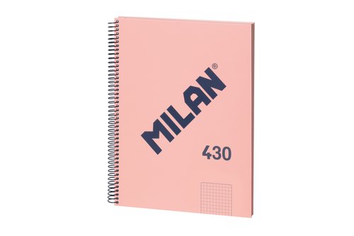 Milán Cuaderno A4 con Espiral Metálica, Tapa Dura y 80 Hojas Cuadriculadas - Rosa Milán Cuaderno A4 con Espiral Metálica, Tapa Dura y 80 Hojas Cuadriculadas - Rosa