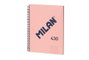 Milán Cuaderno A4 con Espiral Metálica, Tapa Dura y 80 Hojas Cuadriculadas - Rosa