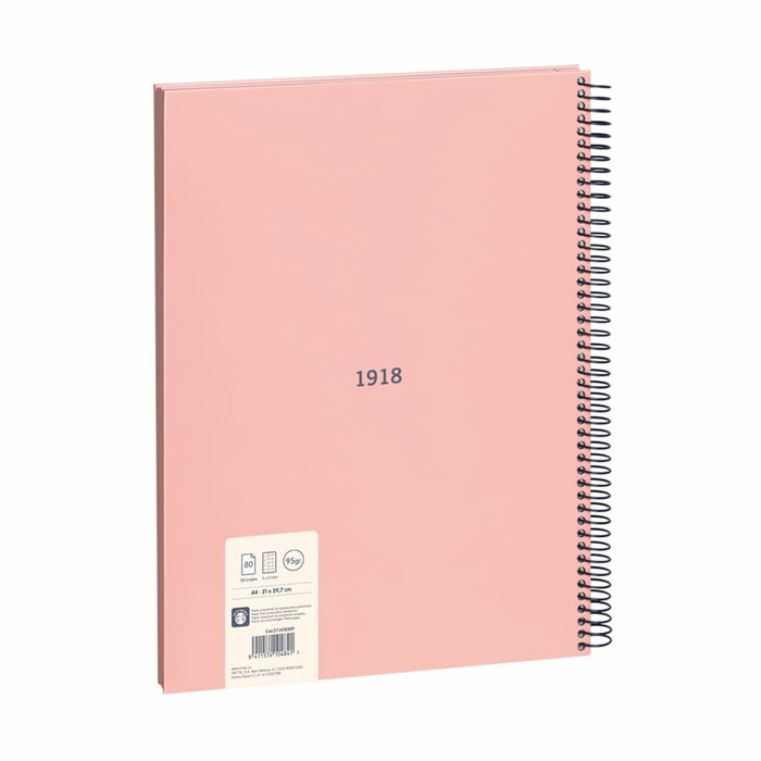 Milán Cuaderno A4 con Espiral Metálica, Tapa Dura y 80 Hojas Cuadriculadas - Rosa Milán Cuaderno A4 con Espiral Metálica, Tapa Dura y 80 Hojas Cuadriculadas - Rosa