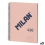 Milán Cuaderno A4 con Espiral Metálica, Tapa Dura y 80 Hojas Cuadriculadas - Rosa
