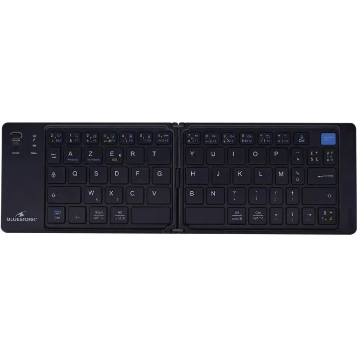 Bluestork KB-MINI-FOLD/FR Teclado Inalambrico Plegable AZERTY Negro para Ordenador Tableta Smartphone TV con Teclas de Tijera