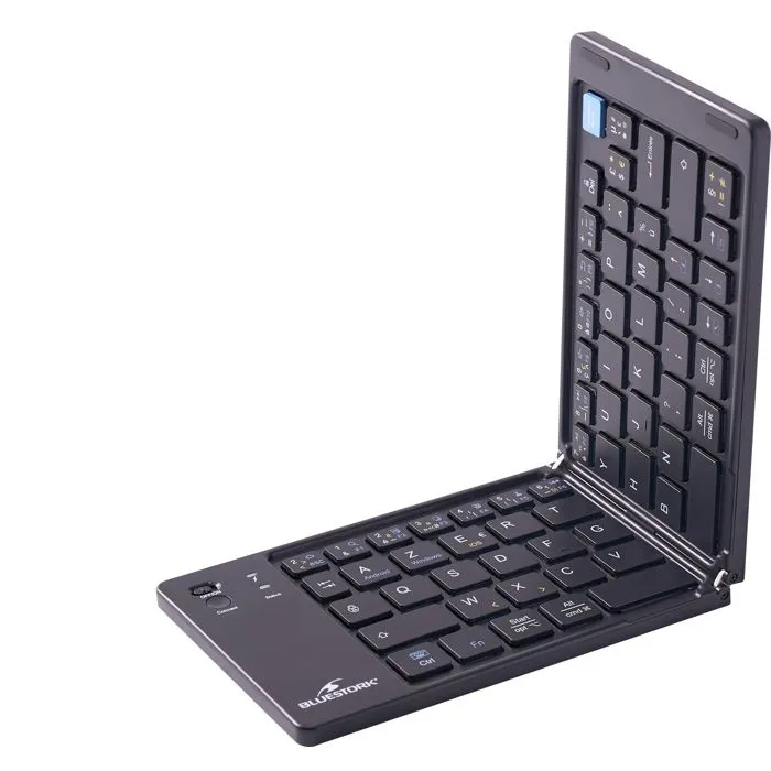 Bluestork KB-MINI-FOLD/FR Teclado Inalambrico Plegable AZERTY Negro para Ordenador Tableta Smartphone TV con Teclas de Tijera