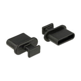 DeLOCK 64013 Cubierta antipolvo para USB Tipo C con mango, 10 unidades, Negro