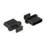 DeLOCK 64013 Cubierta antipolvo para USB Tipo C con mango, 10 unidades, Negro