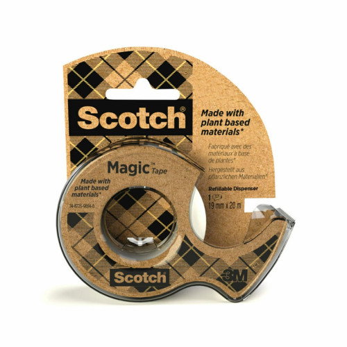 Scotch Cinta Adhesiva Magic Invisible 20 mt x 19 mm Ecológica en Miniportarrollo, Transparente, Repara y Sella Papel Scotch Cinta Adhesiva Magic Invisible 20 mt x 19 mm Ecológica en Miniportarrollo, Transparente, Repara y Sella Papel