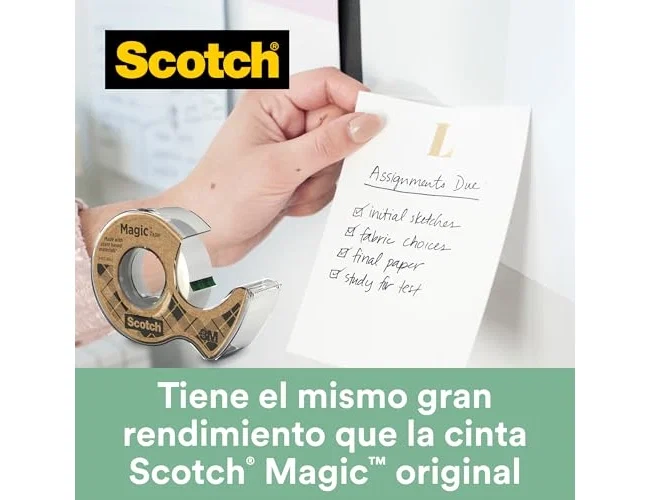 Scotch Magic Cinta Invisible 19mm x 20m de Origen Vegetal con Dispensador