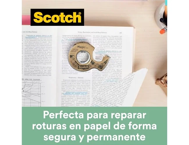 Scotch Magic Cinta Invisible 19mm x 20m de Origen Vegetal con Dispensador