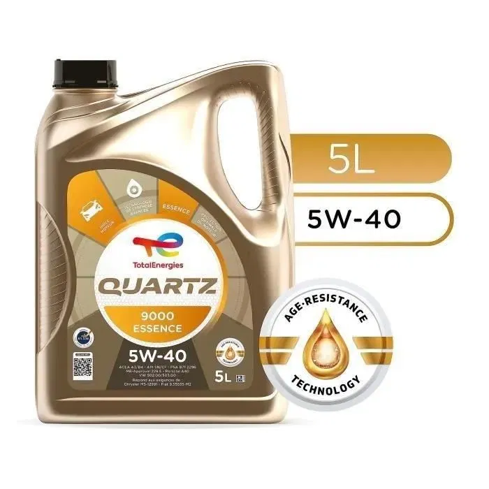Total Aceite de Motor TOTAL QUARTZ 9000 5W40 para Gasolina, 5 litros Total Aceite de Motor TOTAL QUARTZ 9000 5W40 para Gasolina, 5 litros