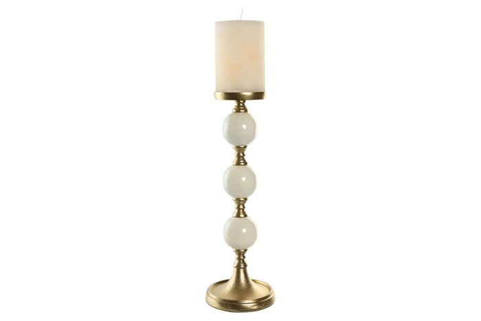 DKD Home Decor Candelabro Moderno Dorado Blanco Aluminio 15 x 43.5 x 15 cm