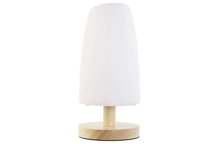 DKD Home Decor Lámpara de sobremesa de madera y PE Blanco/Natural