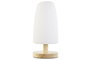 DKD Home Decor Lámpara de sobremesa de madera y PE Blanco/Natural