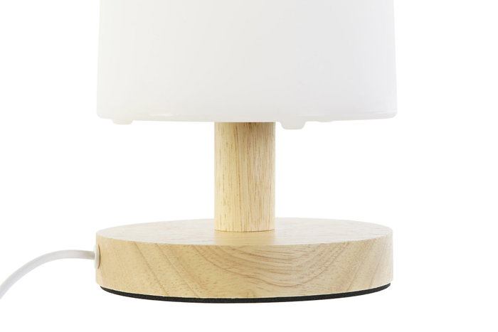 DKD Home Decor Lámpara de sobremesa de madera y PE Blanco/Natural