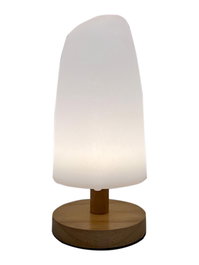 DKD Home Decor Lámpara de sobremesa de madera y PE Blanco/Natural