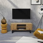 Home Deco Factory Mueble TV Calypso Colección Contemporain, Paneles de Partículas y MDF con Patas de Hierro