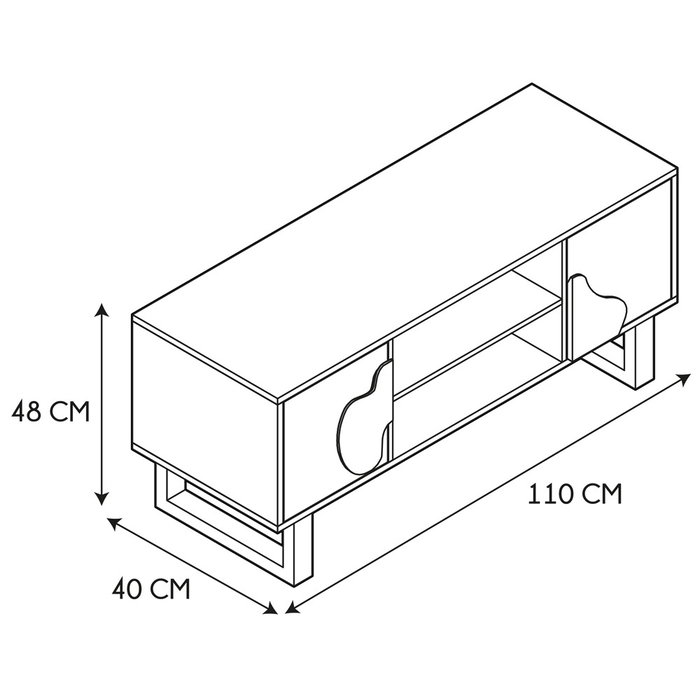 Home Deco Factory Mueble TV Calypso Colección Contemporain, Paneles de Partículas y MDF con Patas de Hierro