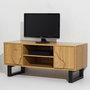 Home Deco Factory Mueble TV Calypso Colección Contemporain, Paneles de Partículas y MDF con Patas de Hierro