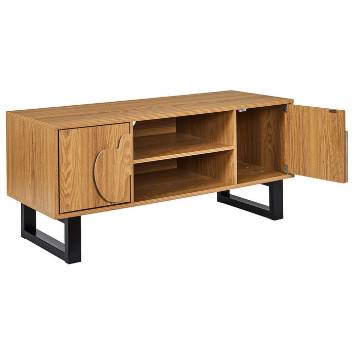 Home Deco Factory Mueble TV Calypso Colección Contemporain, Paneles de Partículas y MDF con Patas de Hierro