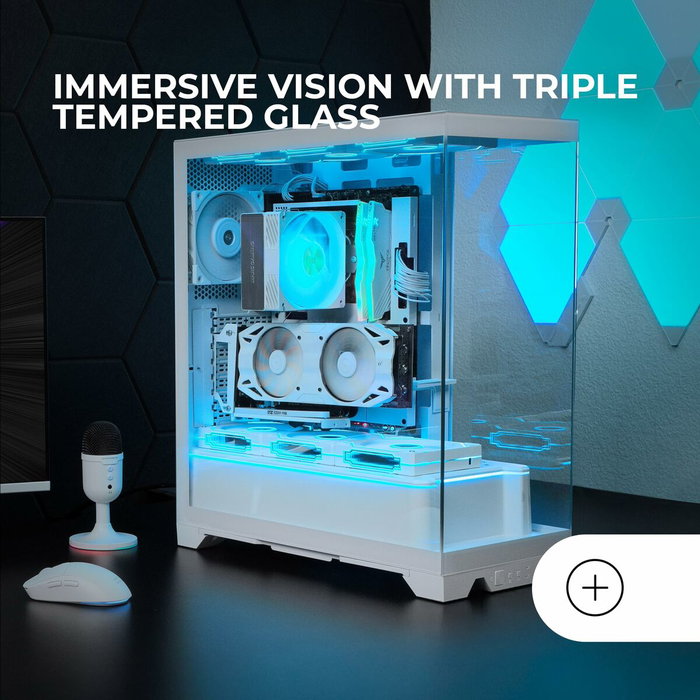 Mars Gaming MC-PRISMA Blanca con Triple Cristal Templado Mars Gaming MC-PRISMA Blanca con Triple Cristal Templado