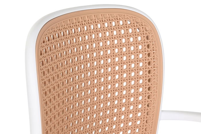 DKD Home Decor Silla Blanco Marron 52 x 86.5 x 56 cm (4 Unidades) Simil Ratan Apilable DKD Home Decor Silla Blanco Marron 52 x 86.5 x 56 cm (4 Unidades) Simil Ratan Apilable