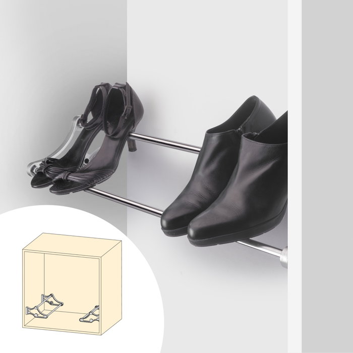 Emuca Zapatero Self para interior de armario, Acero y Plástico, Pintado aluminio