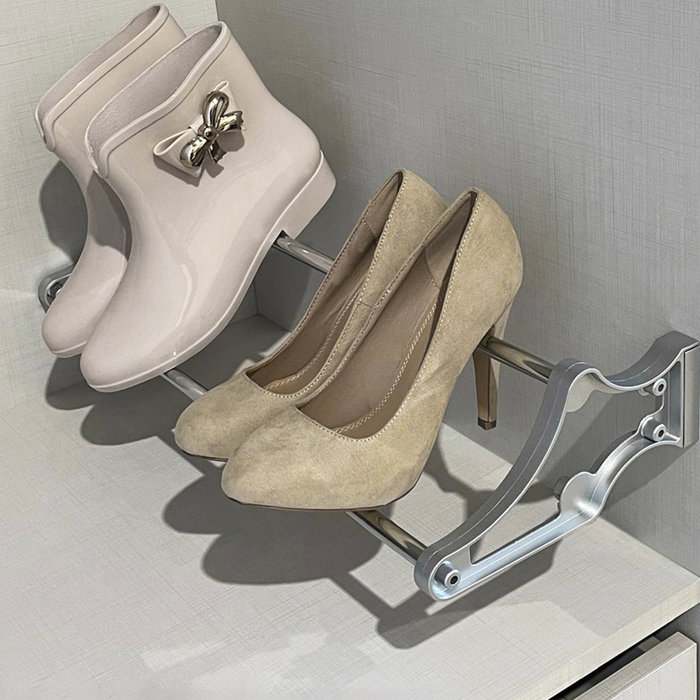 Emuca Zapatero Self para interior de armario, Acero y Plástico, Pintado aluminio