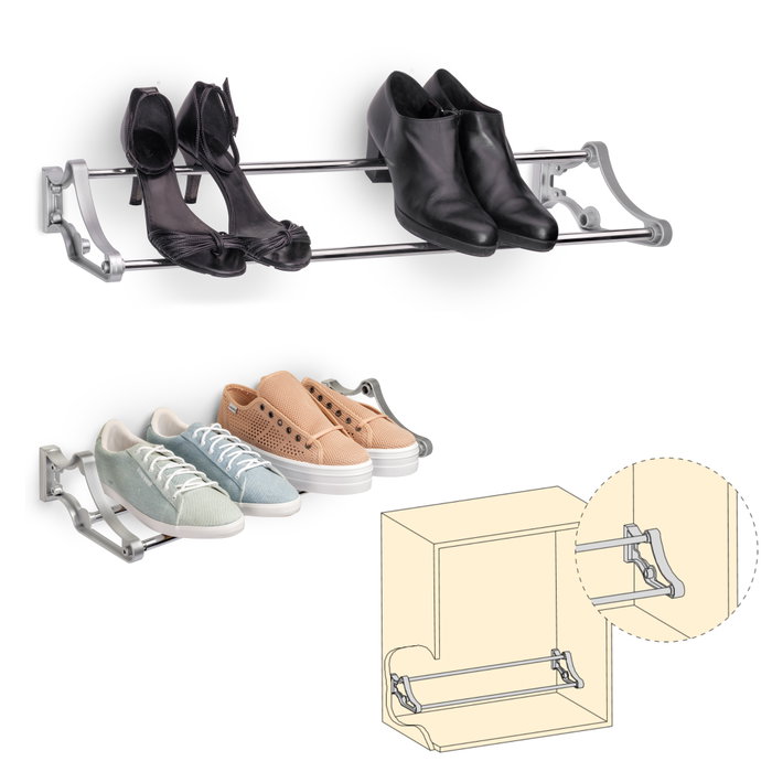 Emuca Zapatero Self para interior de armario, Acero y Plástico, Pintado aluminio