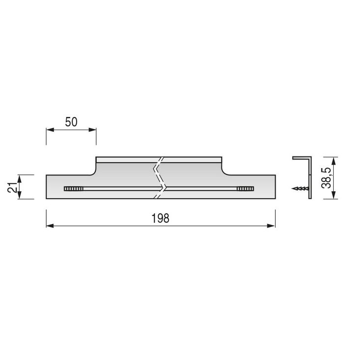 Viefe Tirador Walter Para Embutir Aluminio Acabado Inox Cepillado Espesor 21mm Largo 198mm