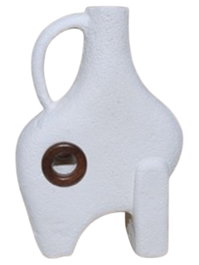 DKD Home Decor Jarrón de Fibra de Papel con Asa Blanco y Marrón